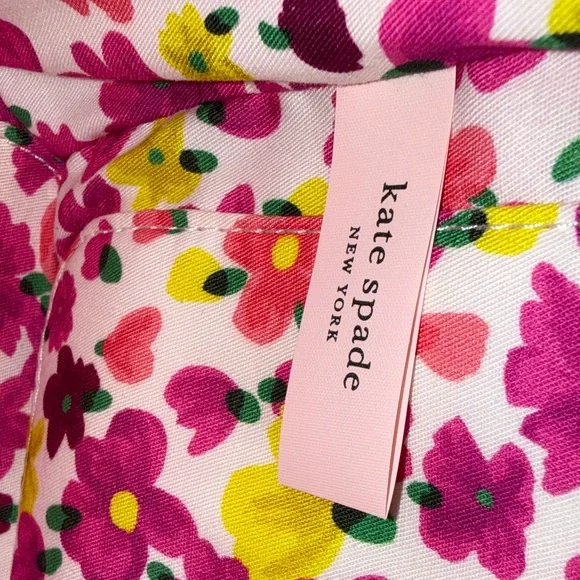 Kate Spade Tan Wicker Tote with White Handles - Picture 5 of 9